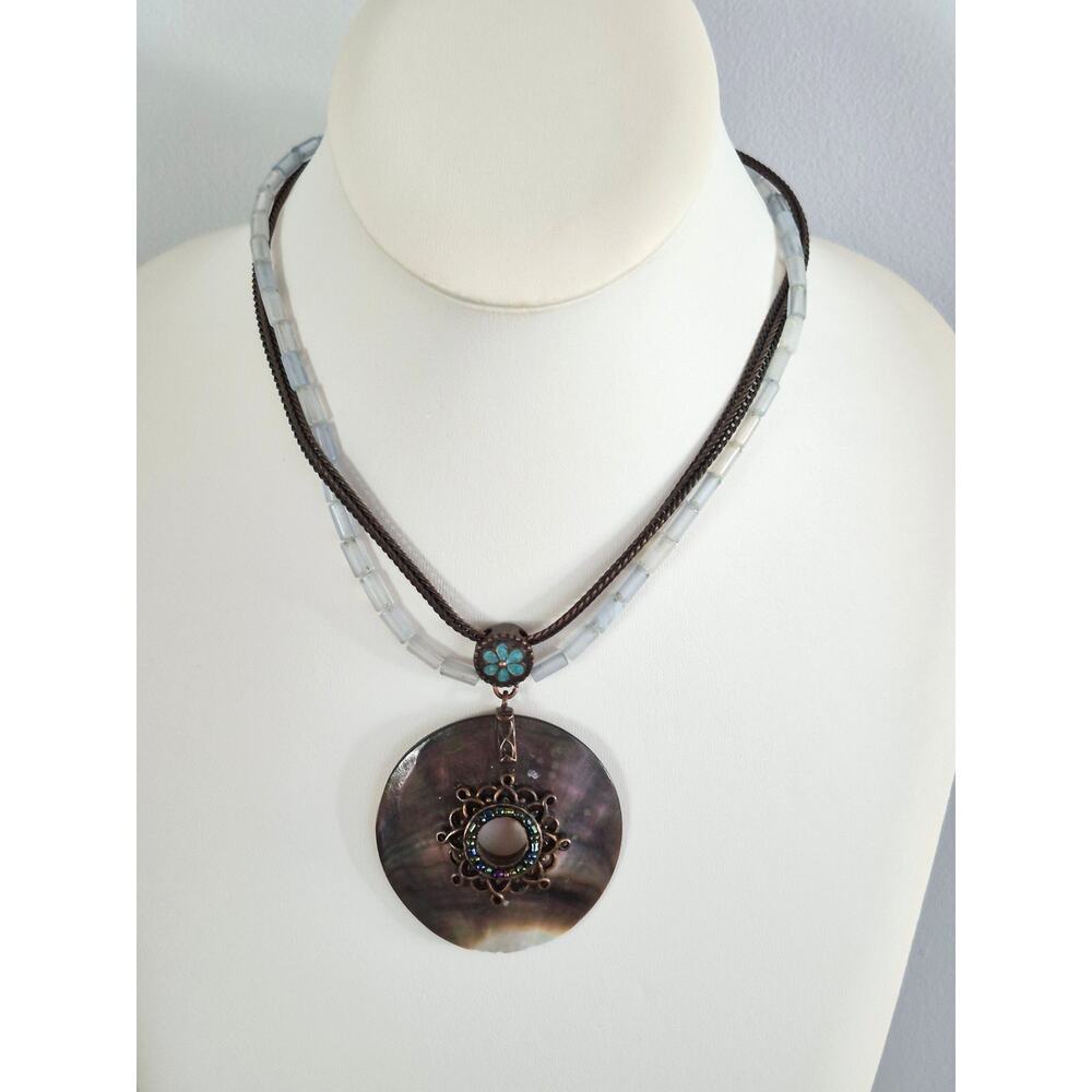 Vintage Avon Abalone and Copper Pendant Necklace - Picture 3 of 8